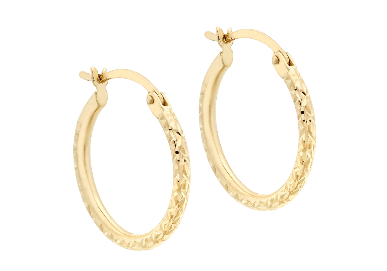 375 Gold Ohrringe bearbeitet 15 mm