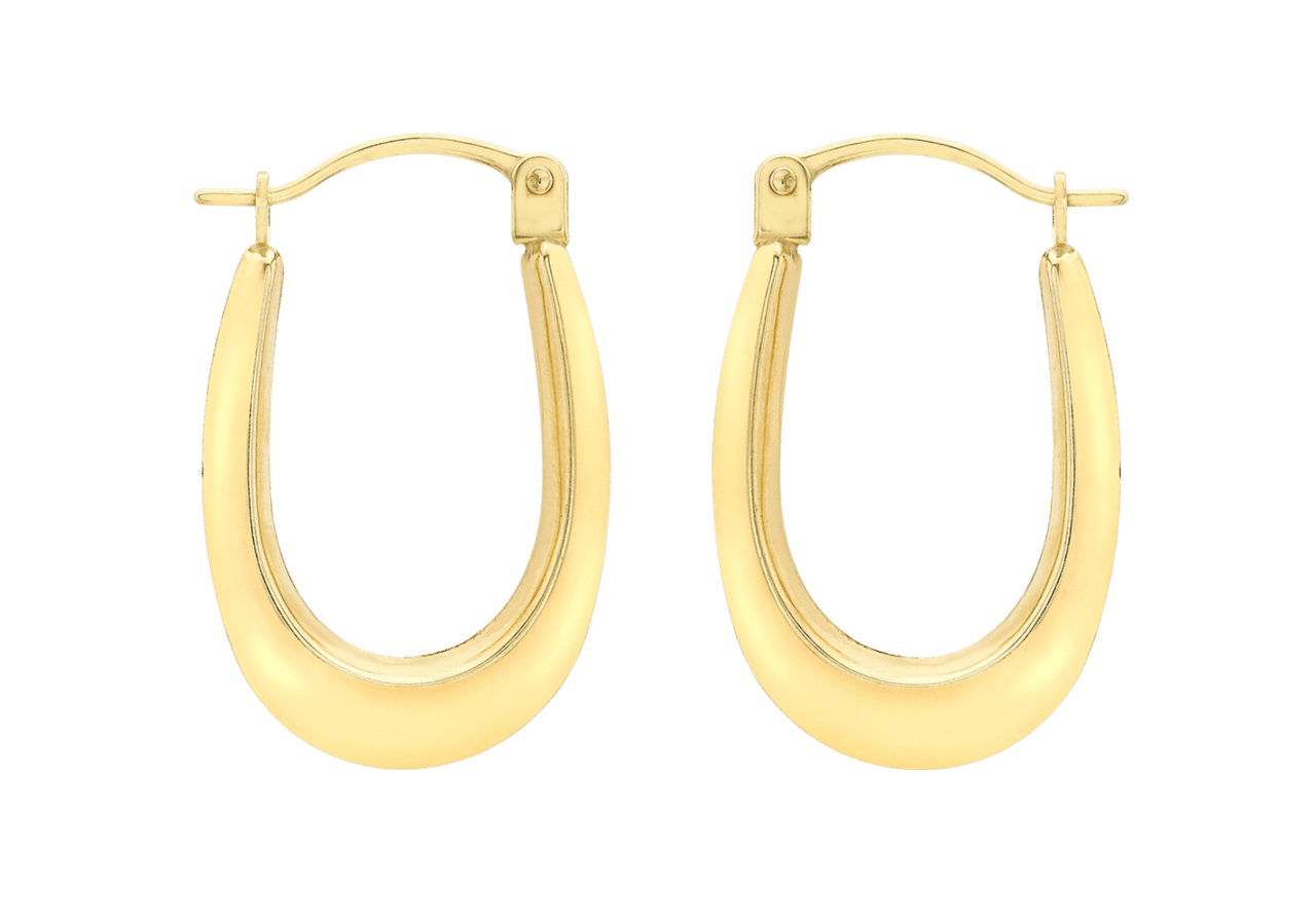 375 Gold Ohrringe, oval, glatt