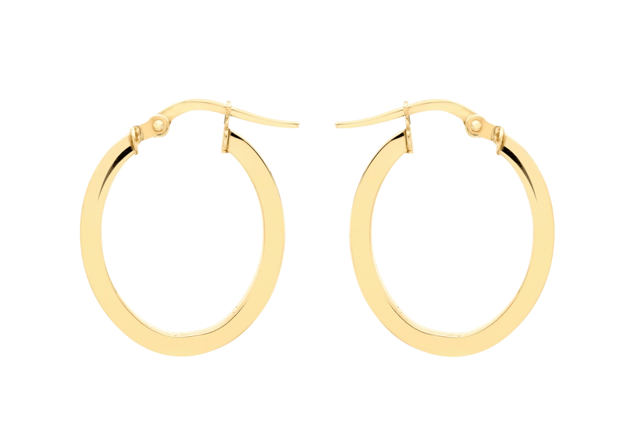Ovale Ohrringe aus 375 Gold mit Flachkörper, 15 mm