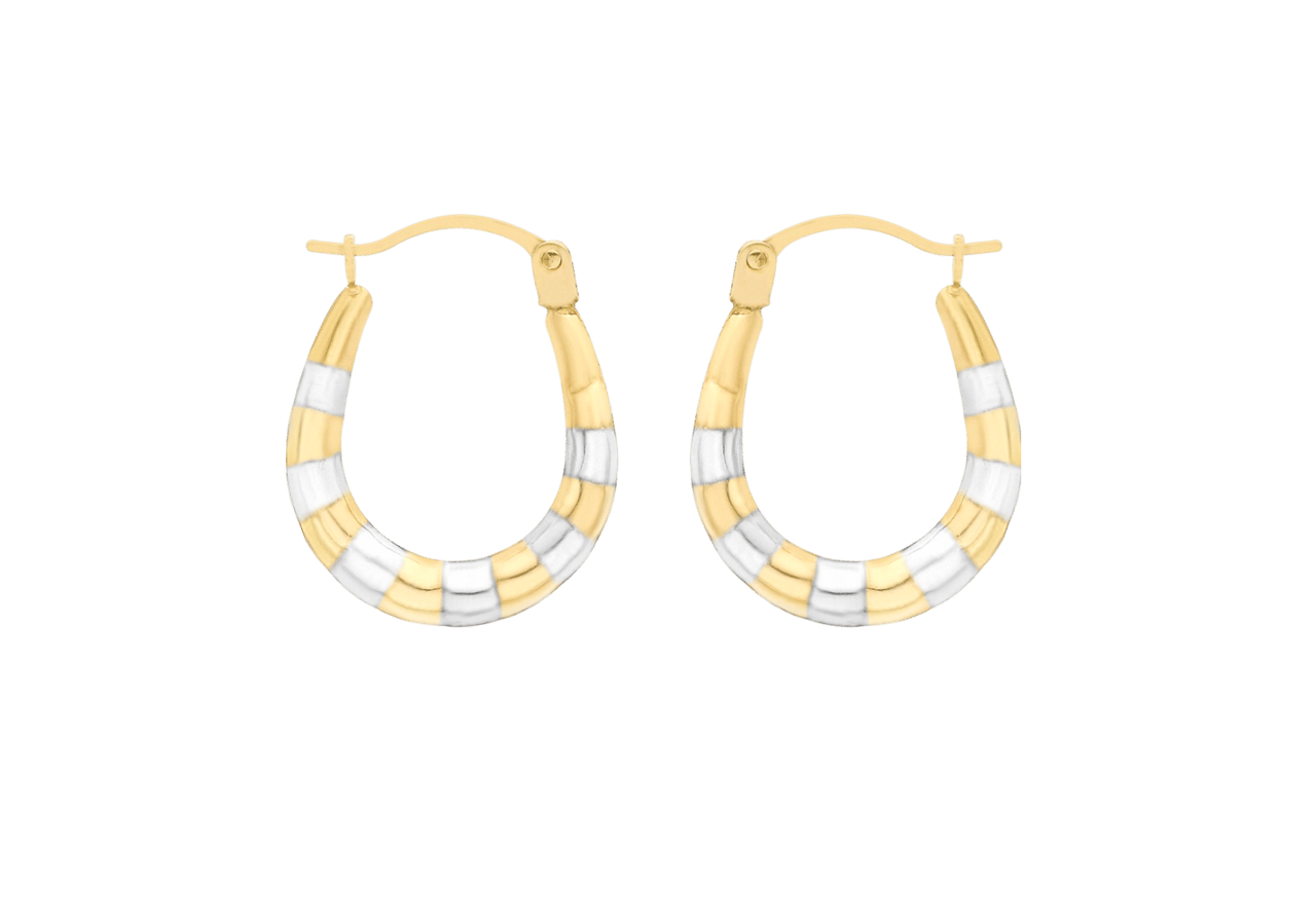 Zweifarbige Ohrringe aus 375 Gold, oval