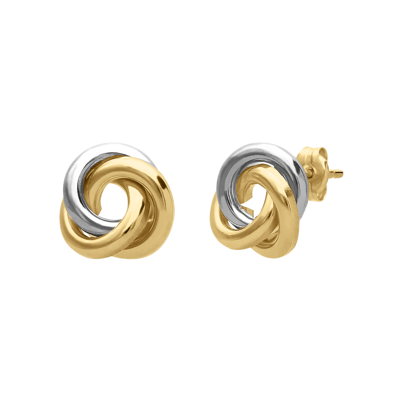 9-karätige, zweifarbige Ohrstecker Wirbel