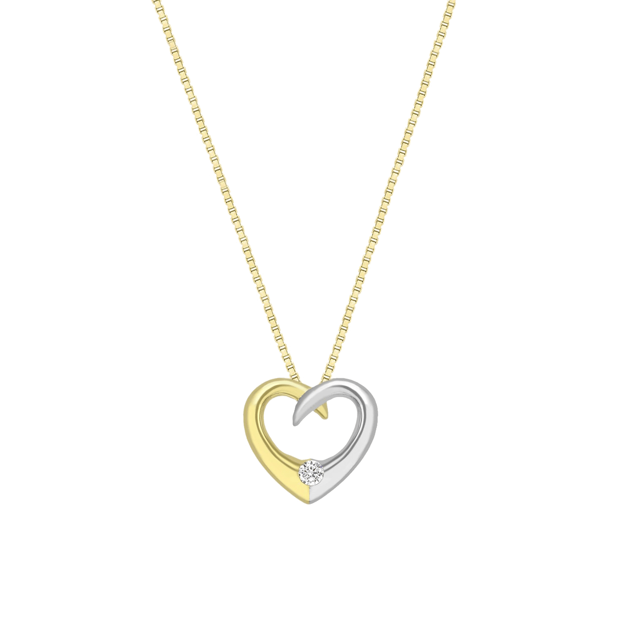 9 Karaat ketting met hanger hart zirkonia