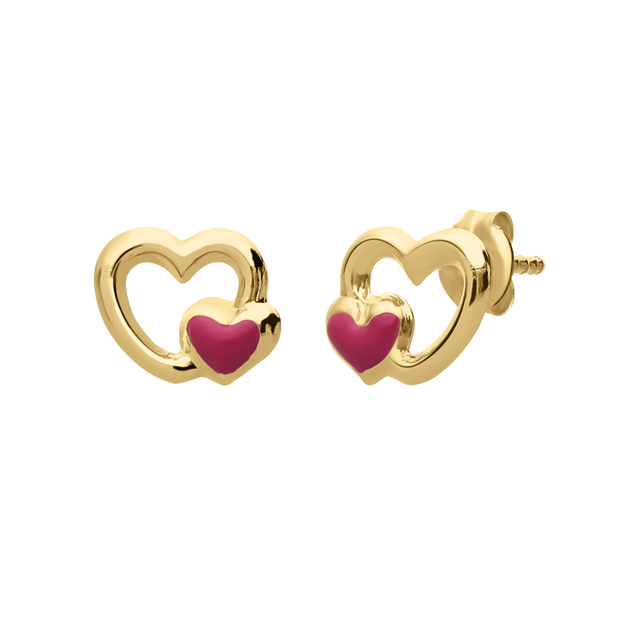 9-karätige Ohrstecker rosa Herz