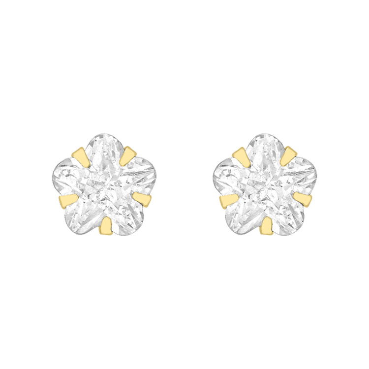Kinder-Ohrstecker, 375 Gold, Blume Zirkonia