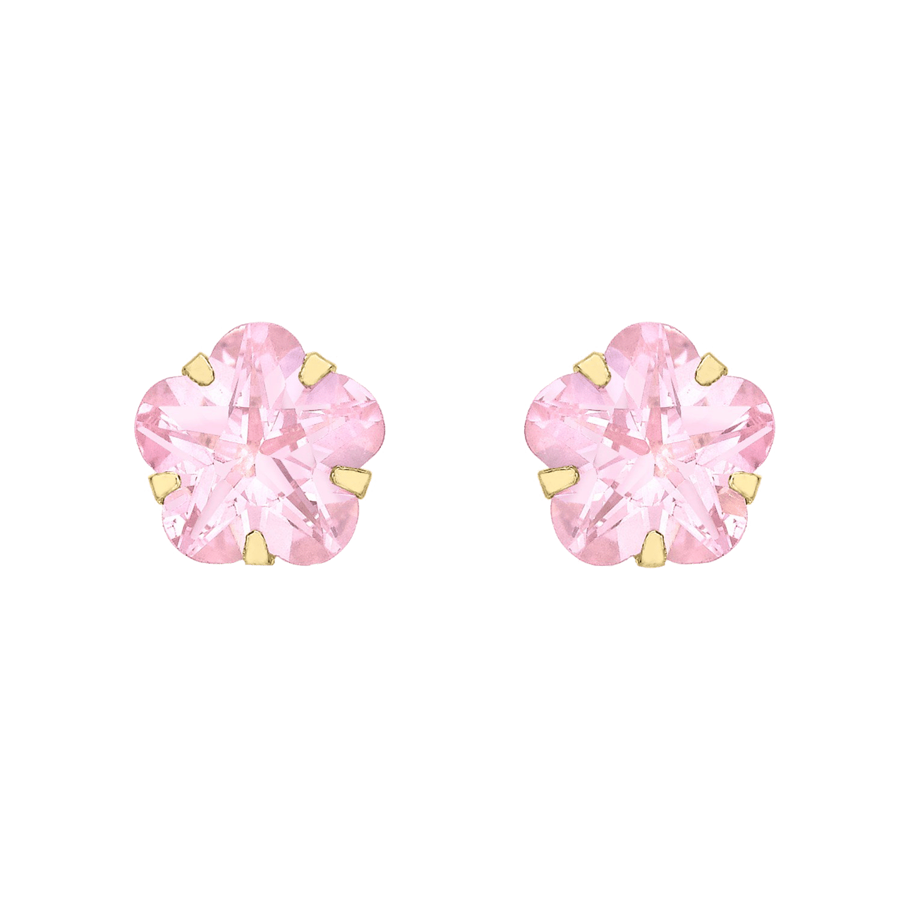 9-karätige Ohrstecker rosa Blume Zirkonia