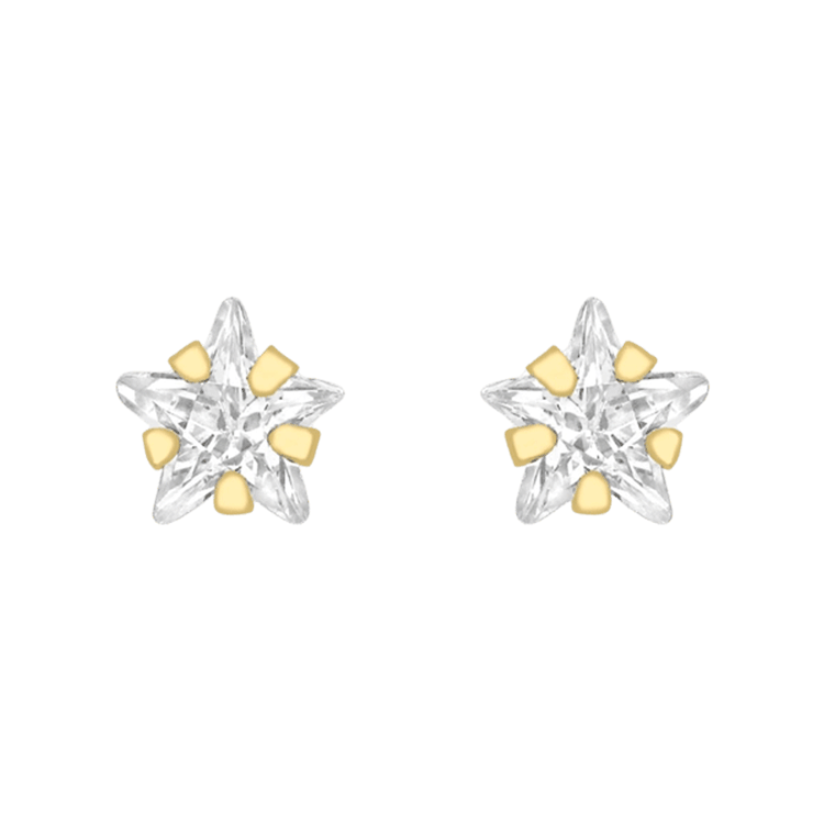 Kinder-Ohrstecker, 375 Gold, Stern Zirkonia