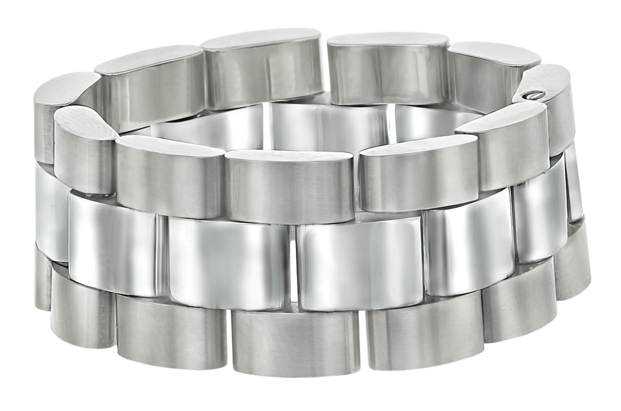 Gerecycled stalen ring fantasie schakel mat/glans