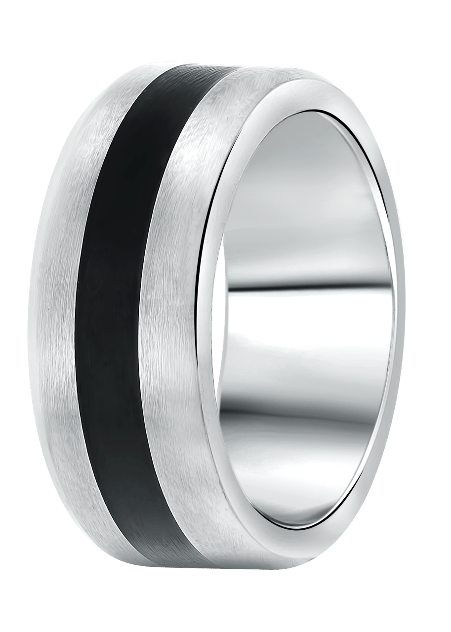 Gerecycleerd stalen ring mat met zwart accent