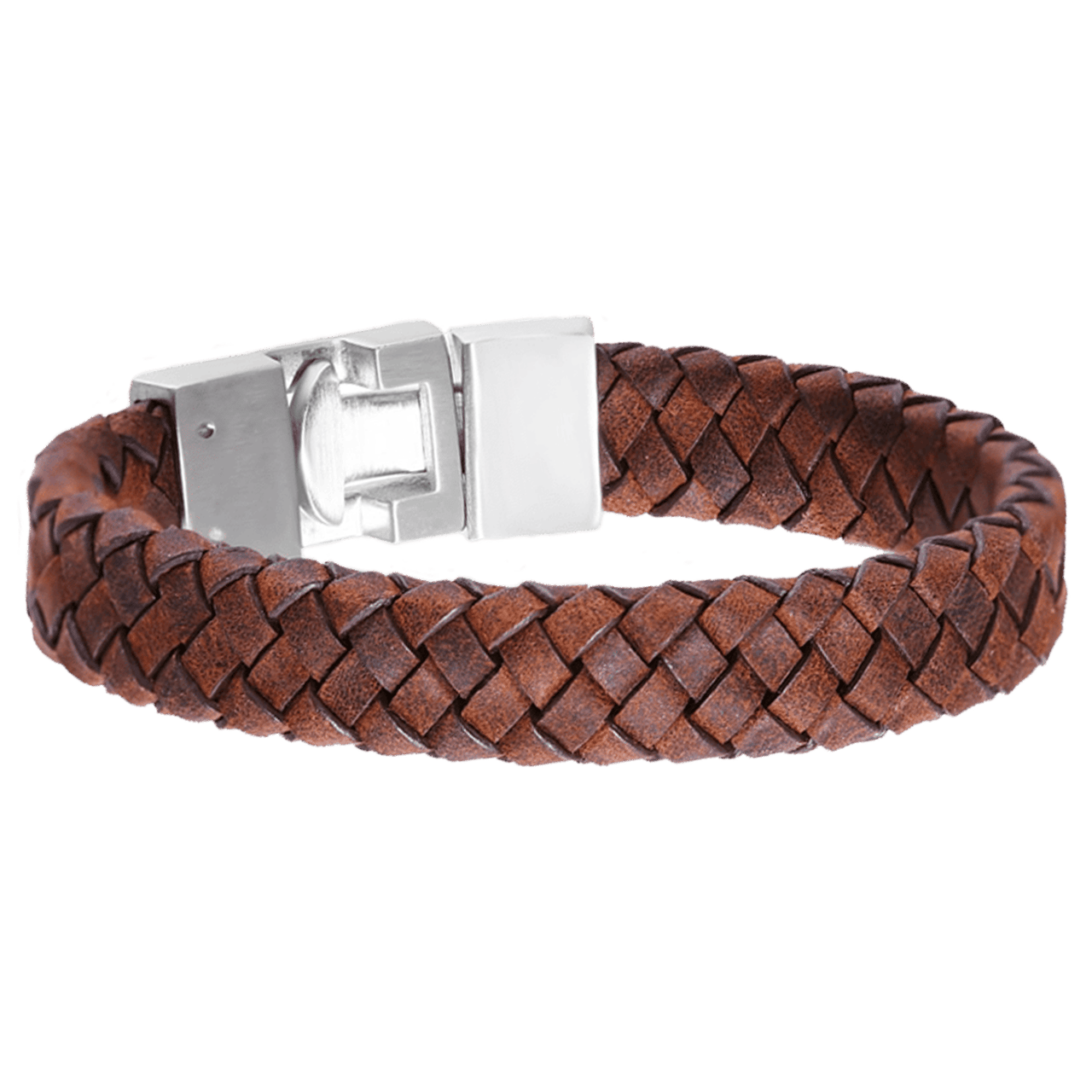 Jungenarmband aus Edelstahl mit dunkelbraunem Leder