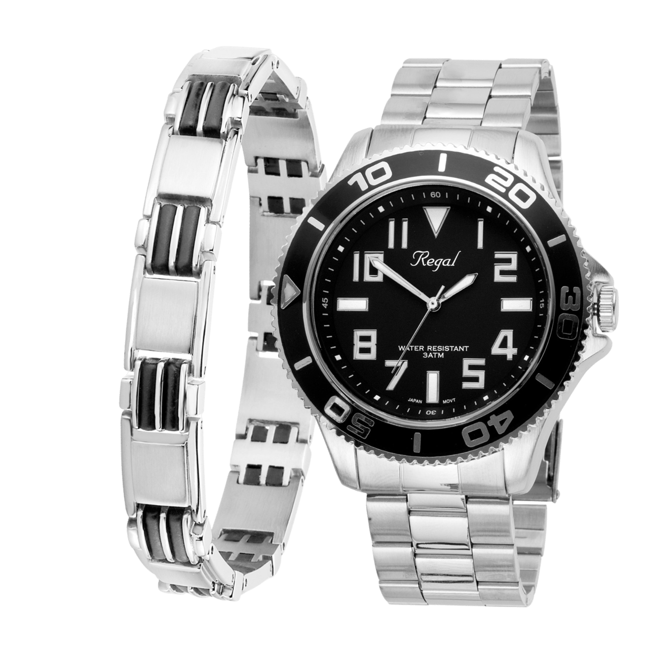 Gerecycleerd stainless steel set armband & regal horloge r14793-212