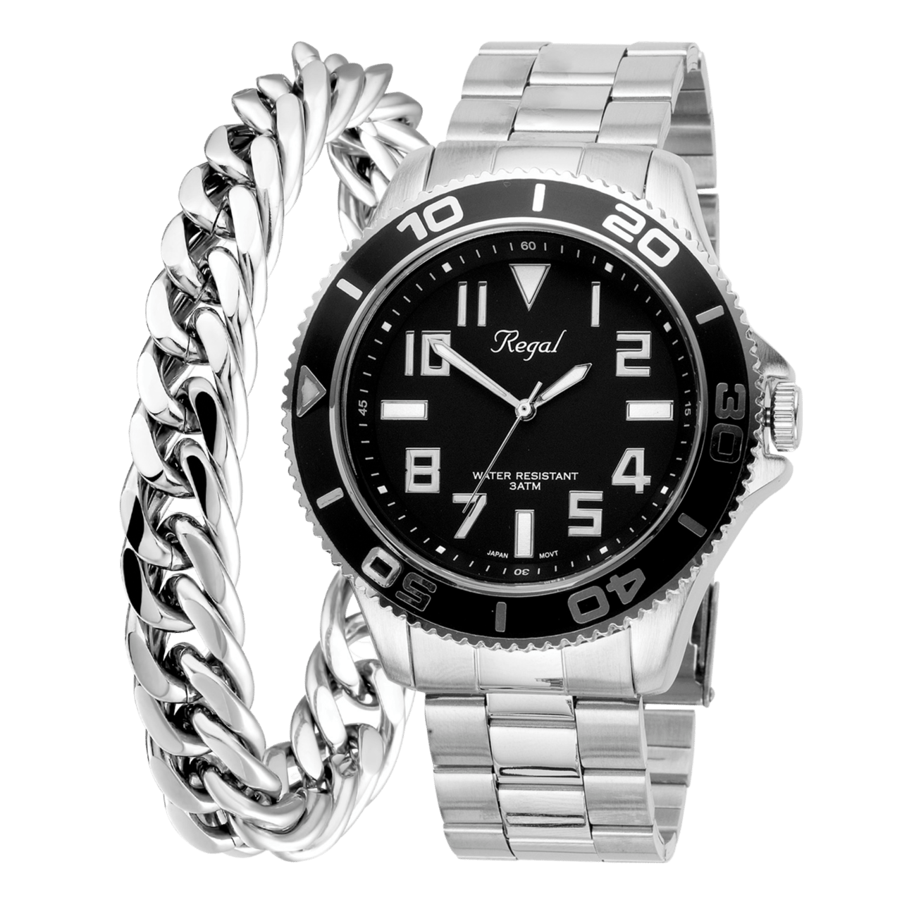 Gerecycled stalen set armband & regal horloge r14793-212