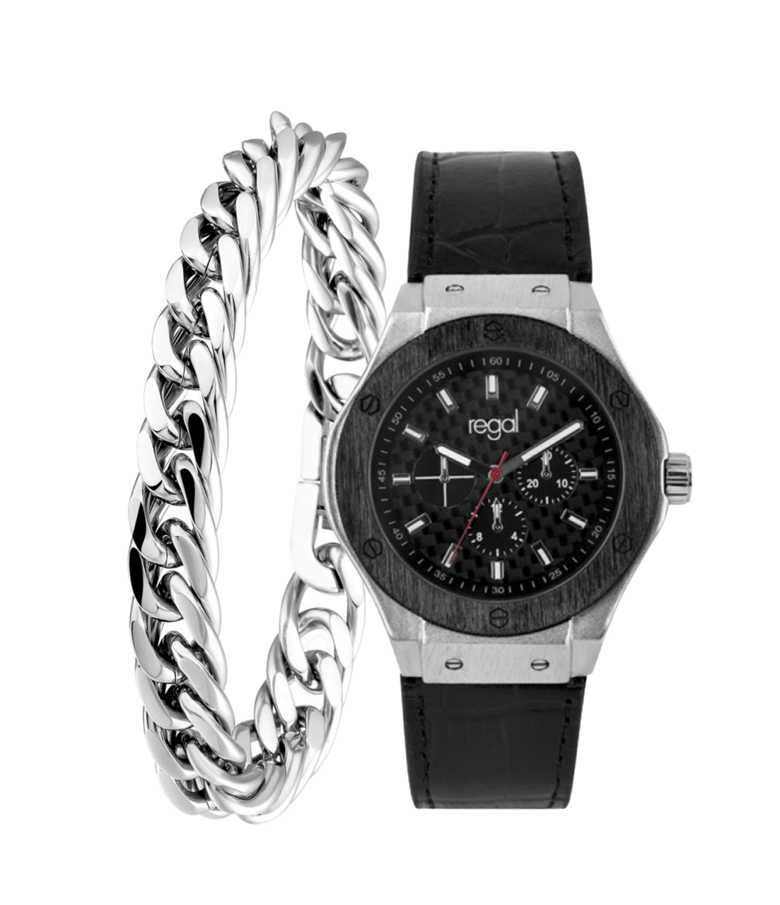 Gerecycleerd stainless steel set armband & regal horloge