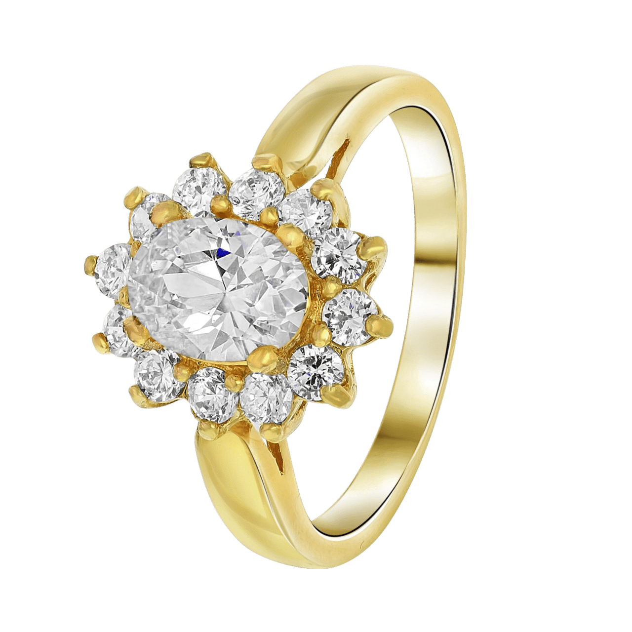 Goldplated ring white met zirkonia