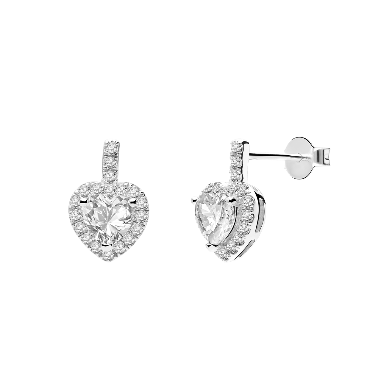 Ohrringe, 925 Silber, Herz mit Zirkonia