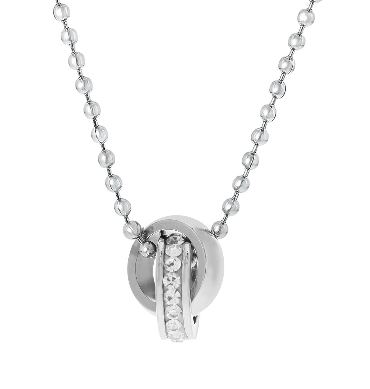 Gerecycleerd stainless steel kinderketting wit kristal