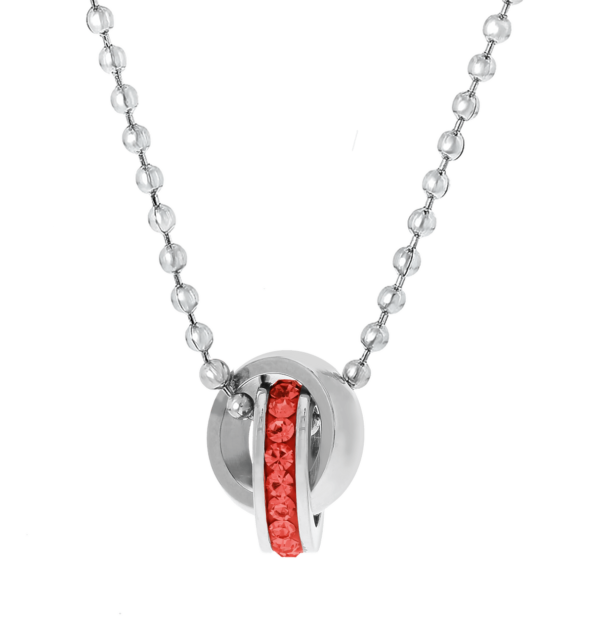 Gerecycled stainless steel kinderketting light siam kristal