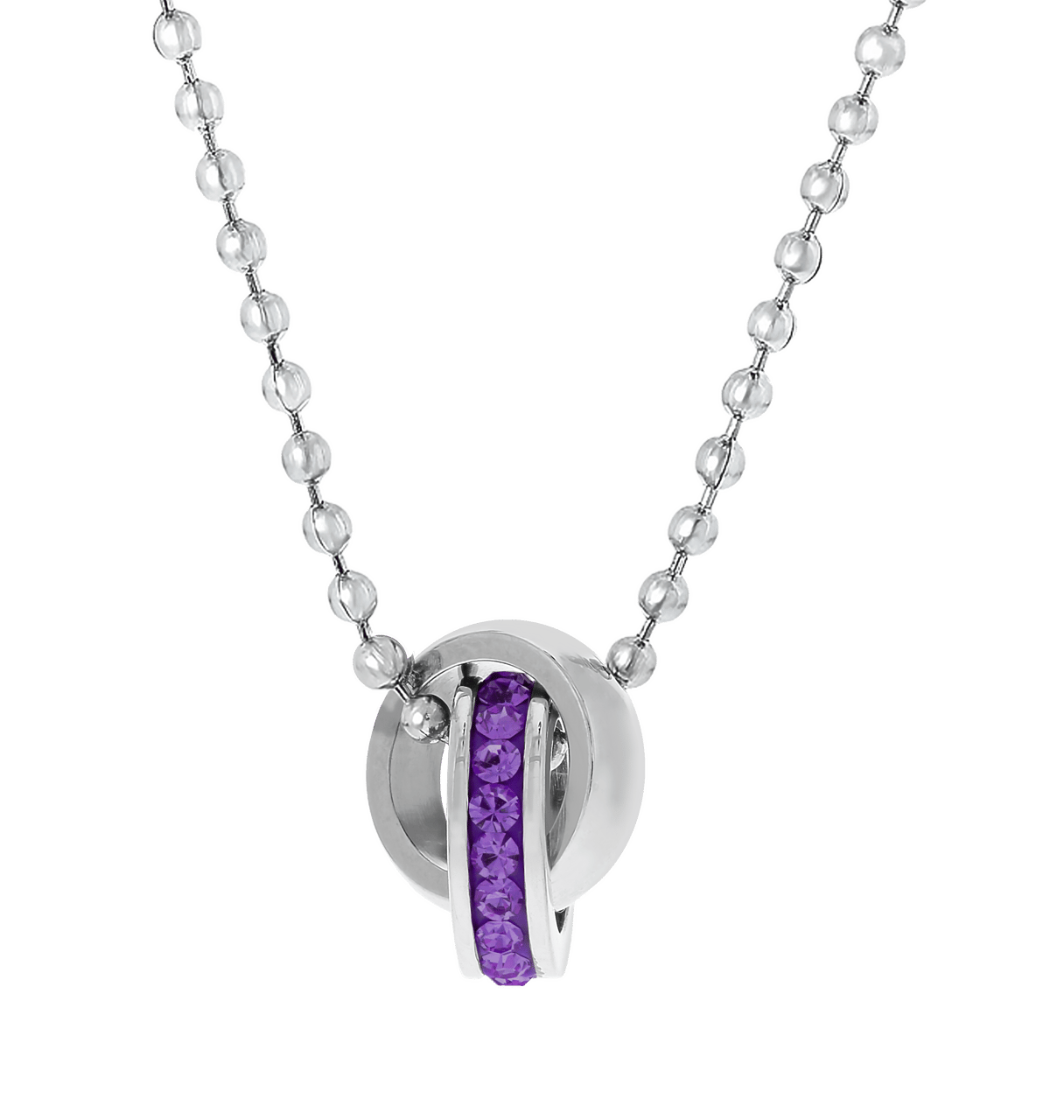 Gerecycleerd stainless steel kinderketting amethyst kristal