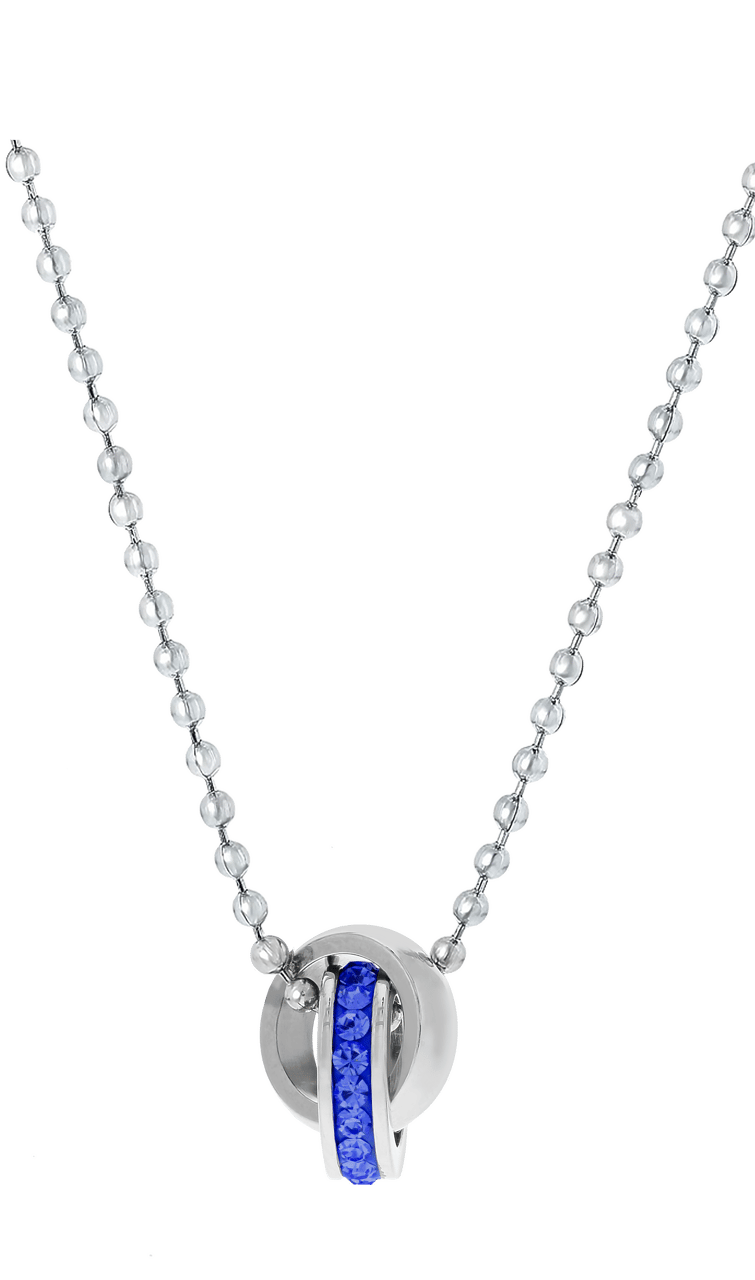 Gerecycled stalen kinderketting sapphire kristal