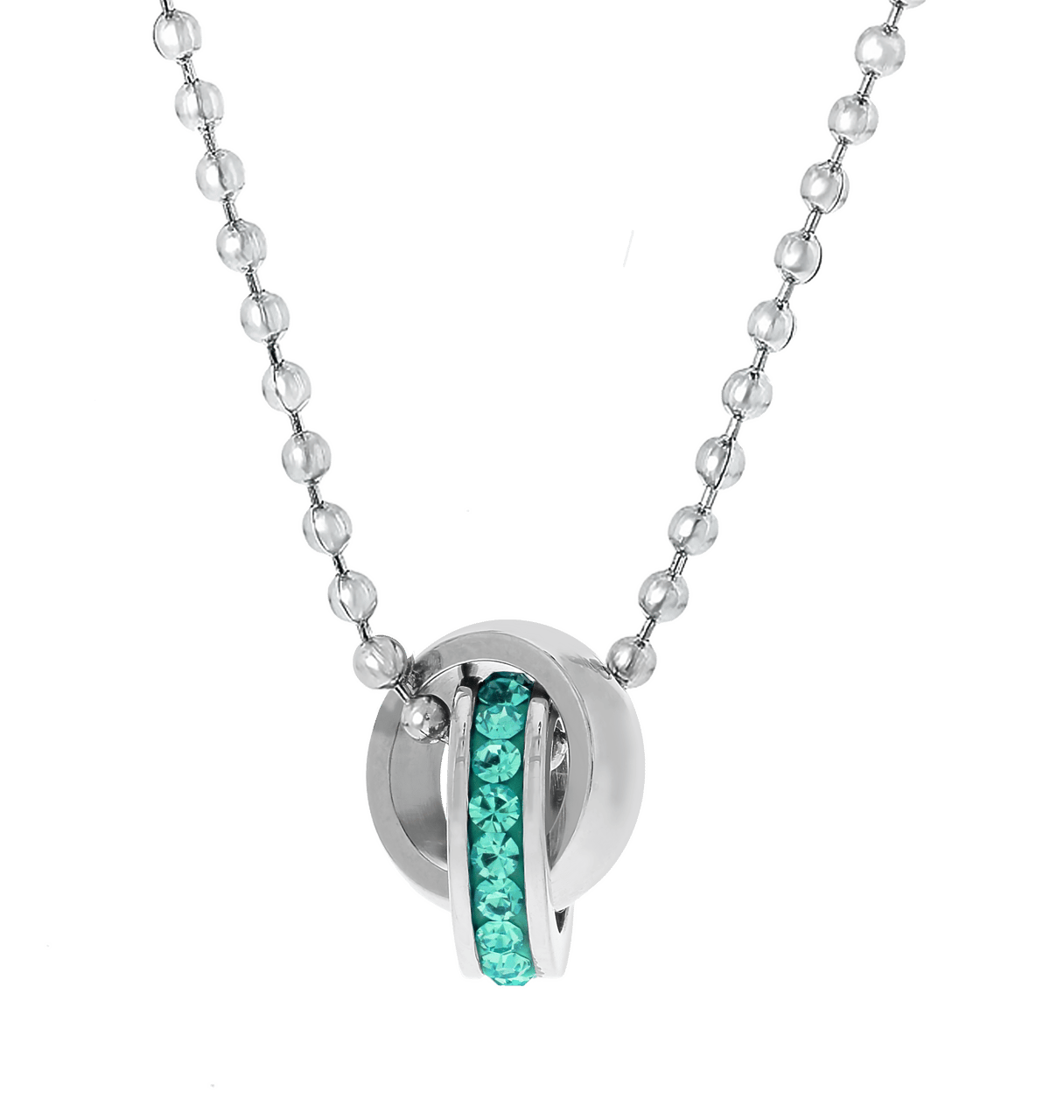 Gerecycled stalen kinderketting blue zircon kristal