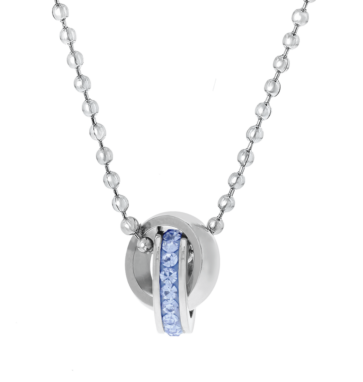 Gerecycleerd stalen kinderketting aqua bohemica kristal