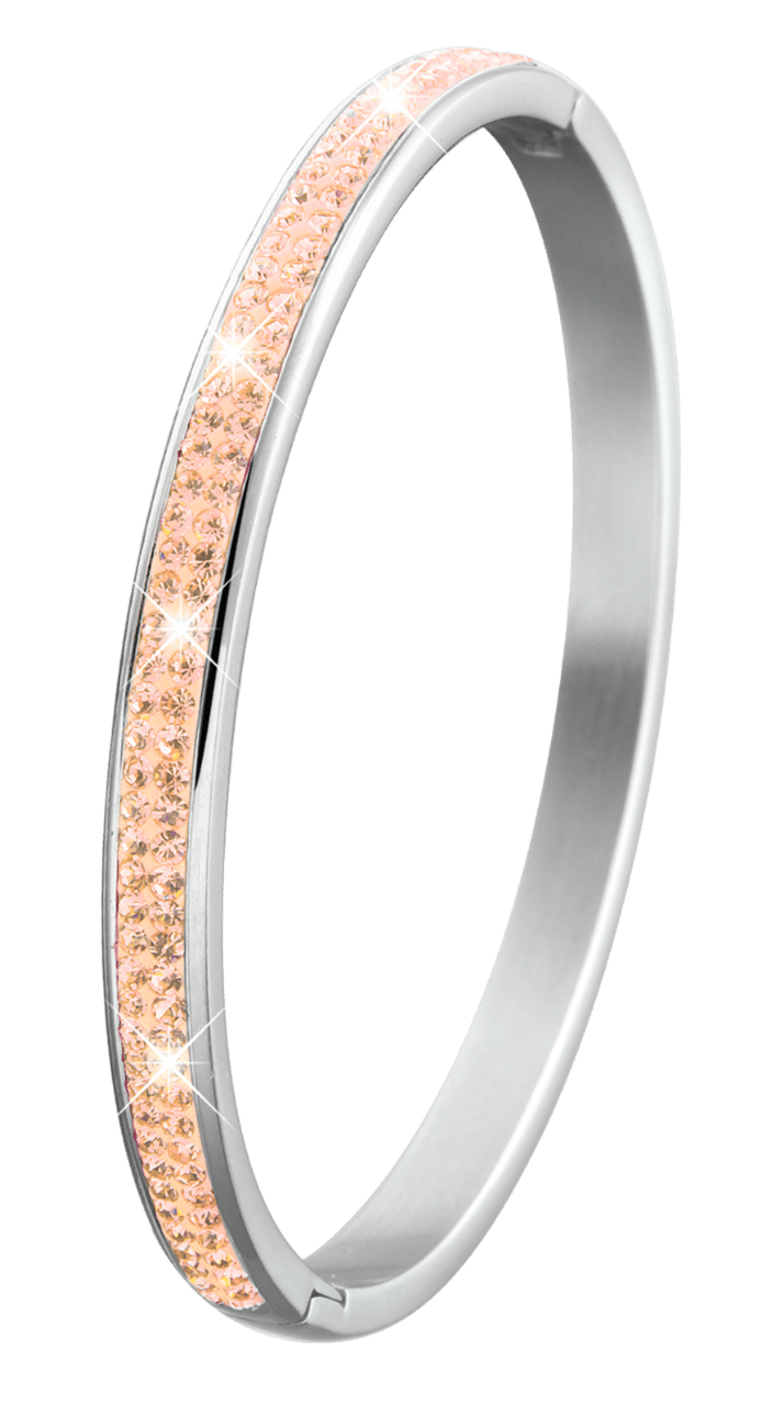 Gerecycleerd stalen kinderarmband light peach kristal