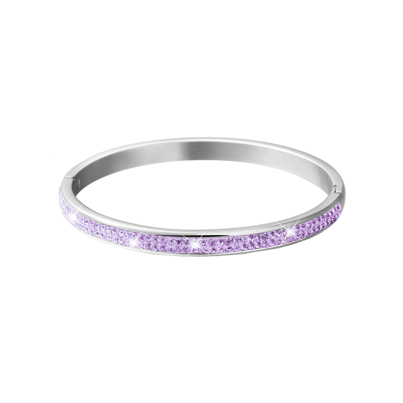 Gerecycleerd stainless steel kinderarmband violet kristal