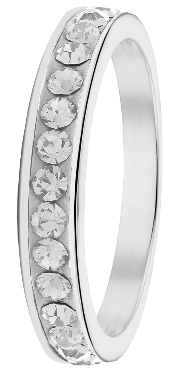 Gerecycleerd stainless steel kinderring wit kristal