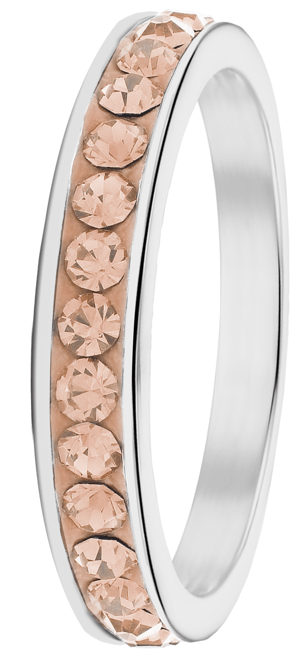 Gerecycled stainless steel kinderring light peach kristal