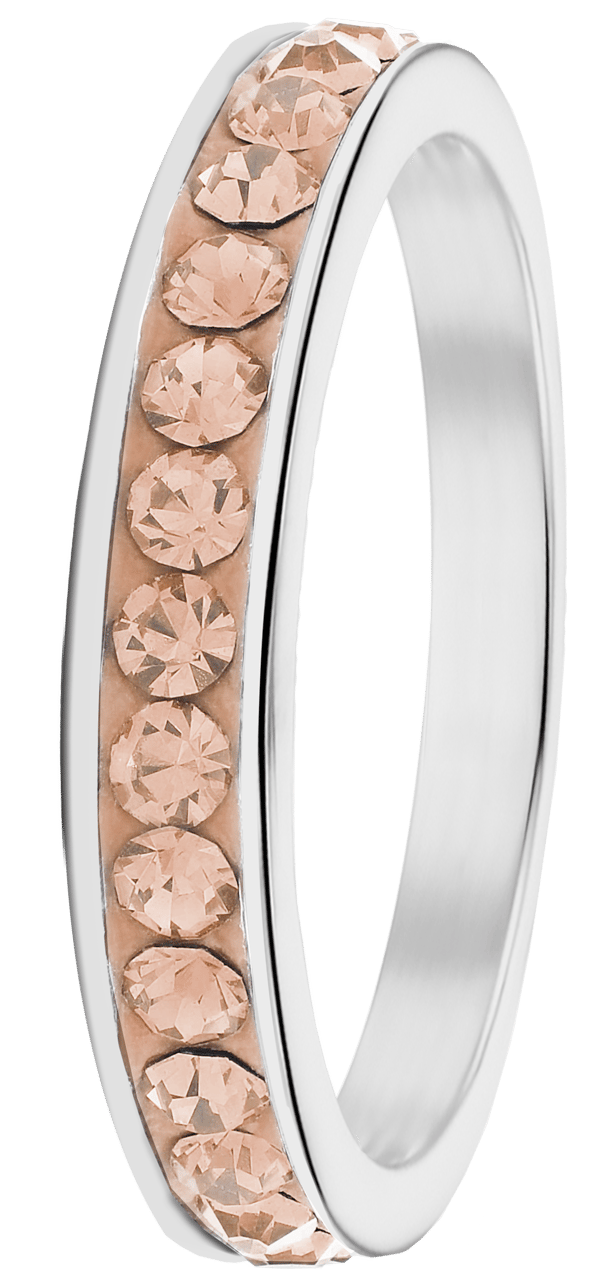Gerecycleerd stalen kinderring light peach kristal