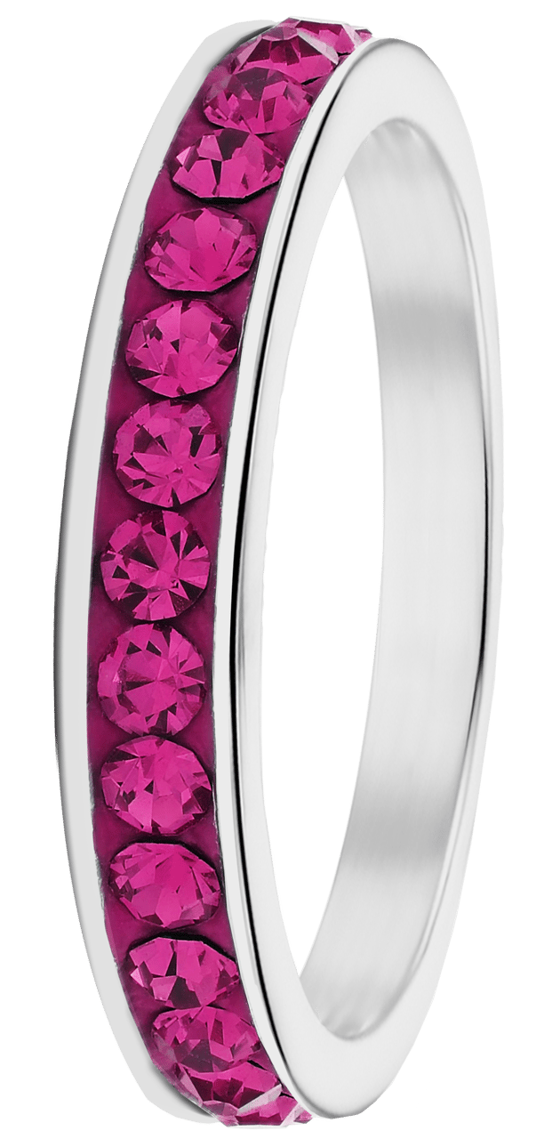 Gerecycleerd stainless steel kinderring fuchsia kristal
