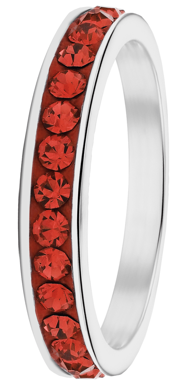 Gerecycled stainless steel kinderring light siam kristal