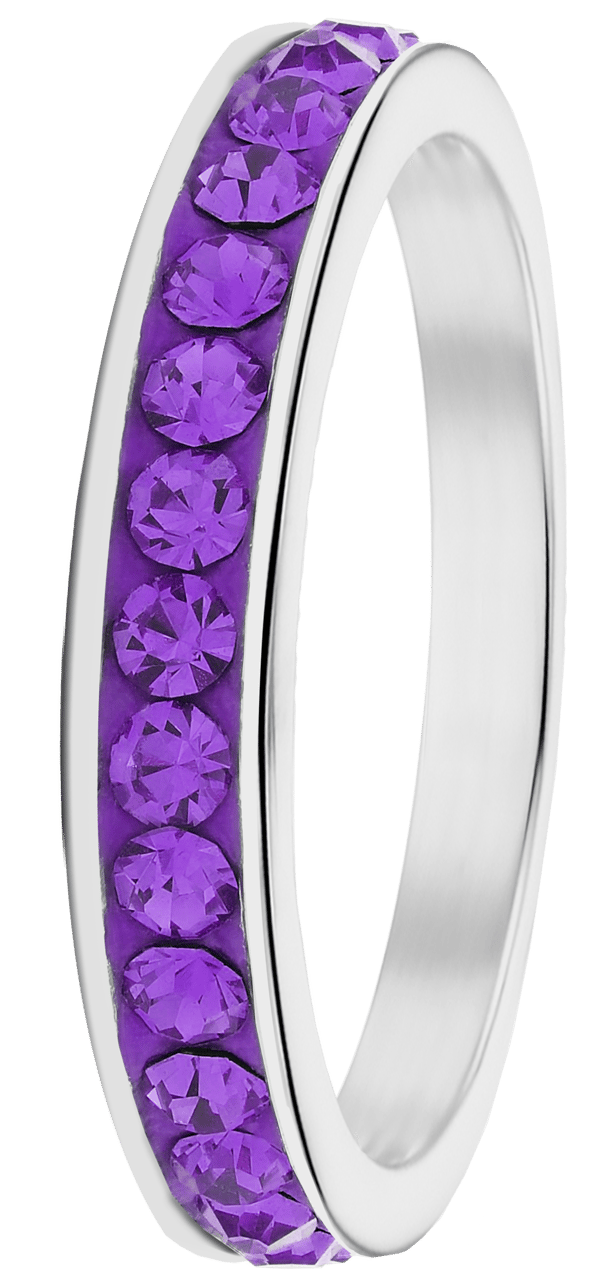 Gerecycleerd stainless steel kinderring amethyst kristal