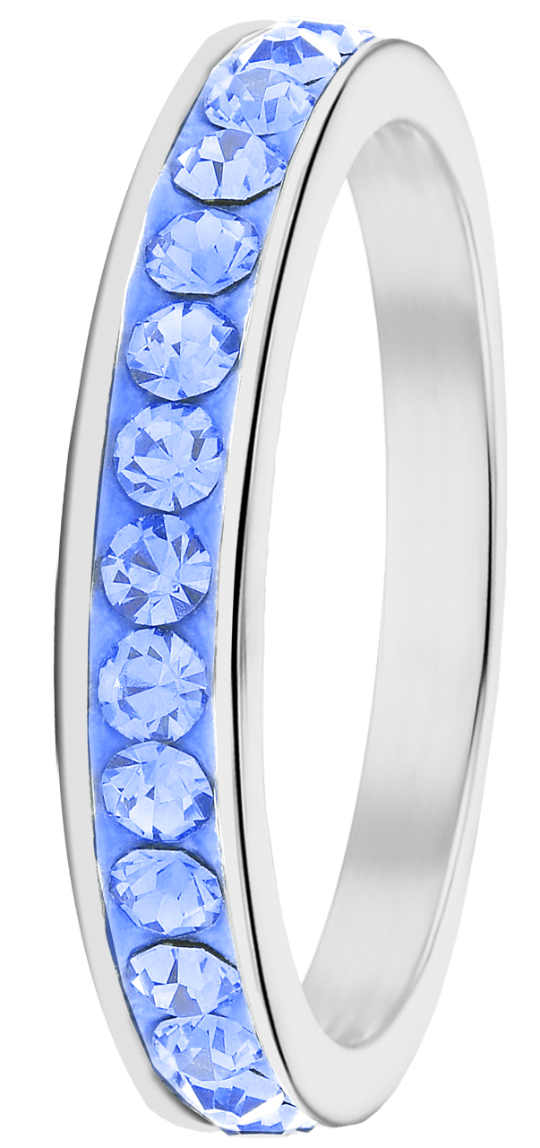 Gerecycled stalen kinderring light sapphire kristal