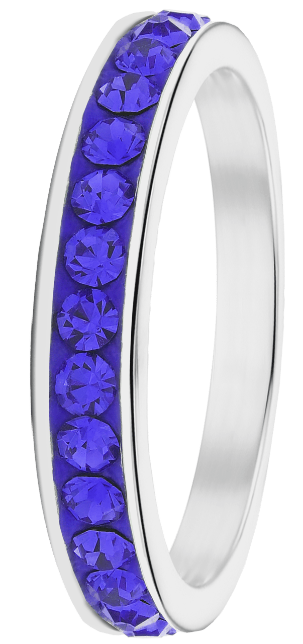 Gerecycleerd stainless steel kinderring sapphire kristal