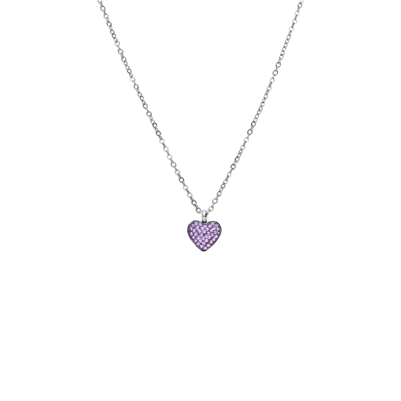 Little Miss Fabulous gerecycled stainless steel kinderketting hart met violet kristal