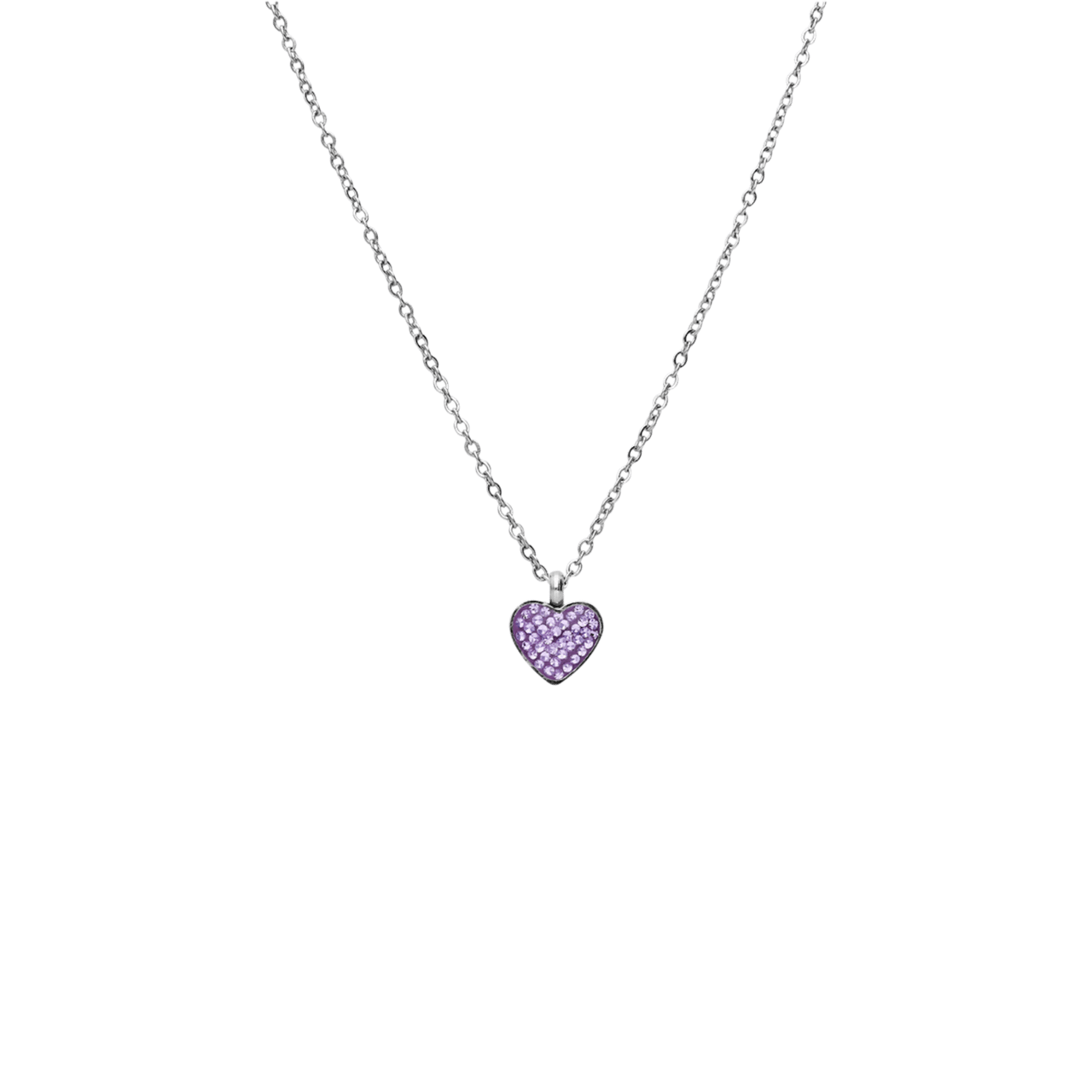 Little Miss Fabulous gerecycled stalen kinderketting hart met violet kristal