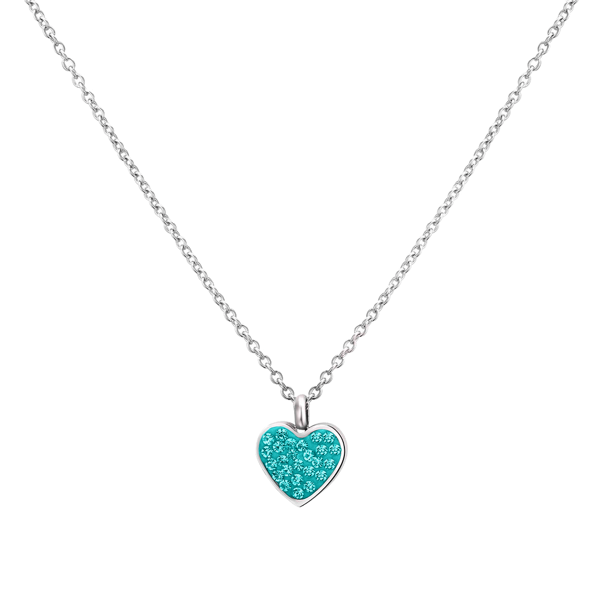 Kinderhalskette mit Herz aus Edelstahl mit blauem Zirkon-Kristall