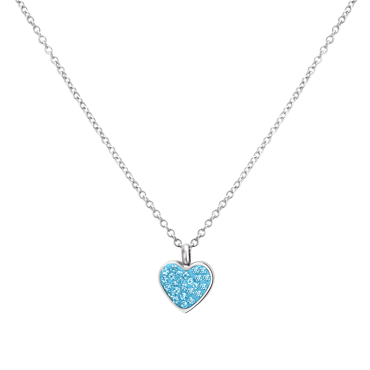 Little Miss Fabulous gerecycled stainless steel kinderketting hart aqua bohemica kristal
