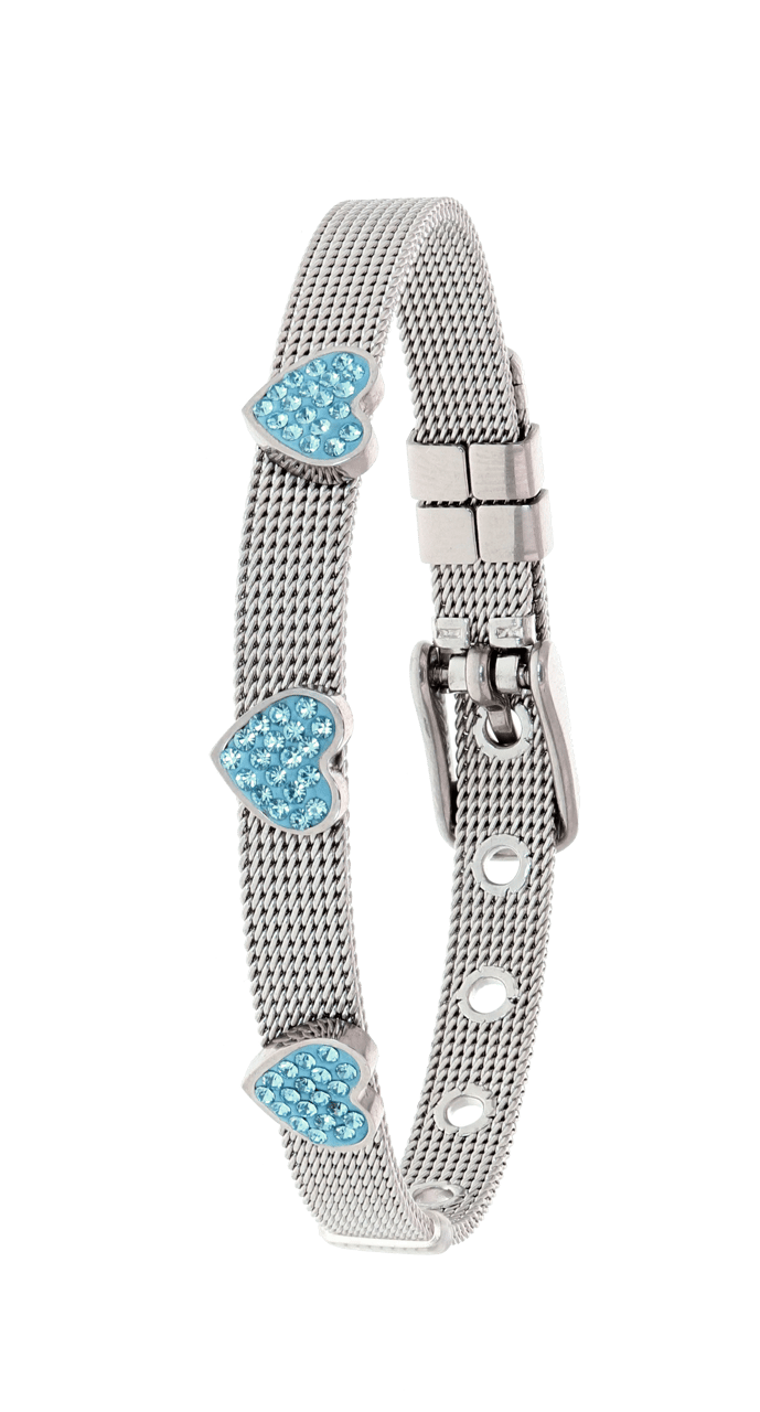 Gerecycleerd stainless steel kinderarmband hart aqua bohemica kristal