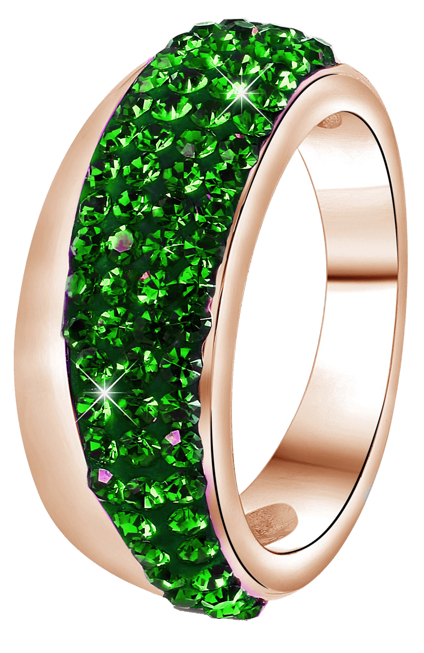 Gerecycleerd stainless steel ring roseplated emerald kristal