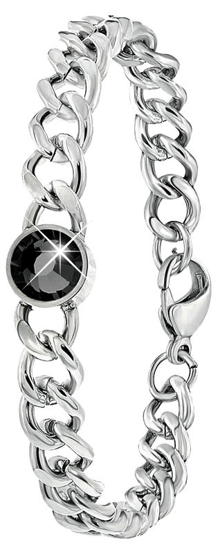 Gerecycled stalen armband met zwarte zirkonia