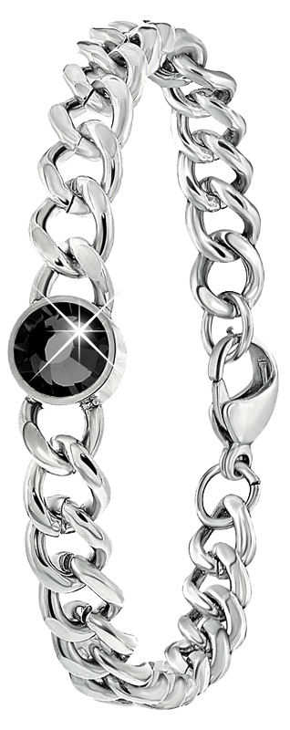 Gerecycleerd stainless steel armband met zwarte zirkonia