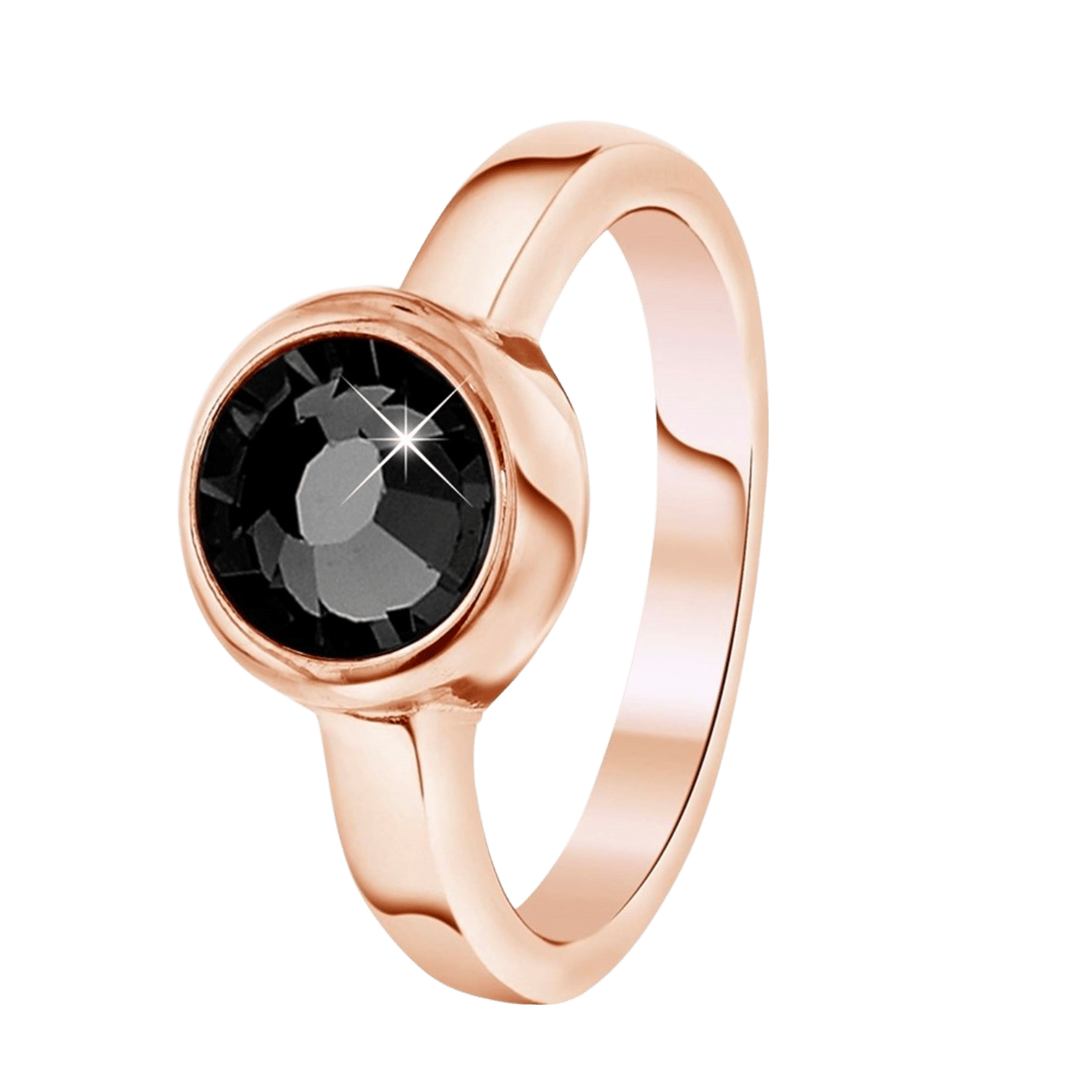 Stalen roséplated ring hart met zirkonia voor dames