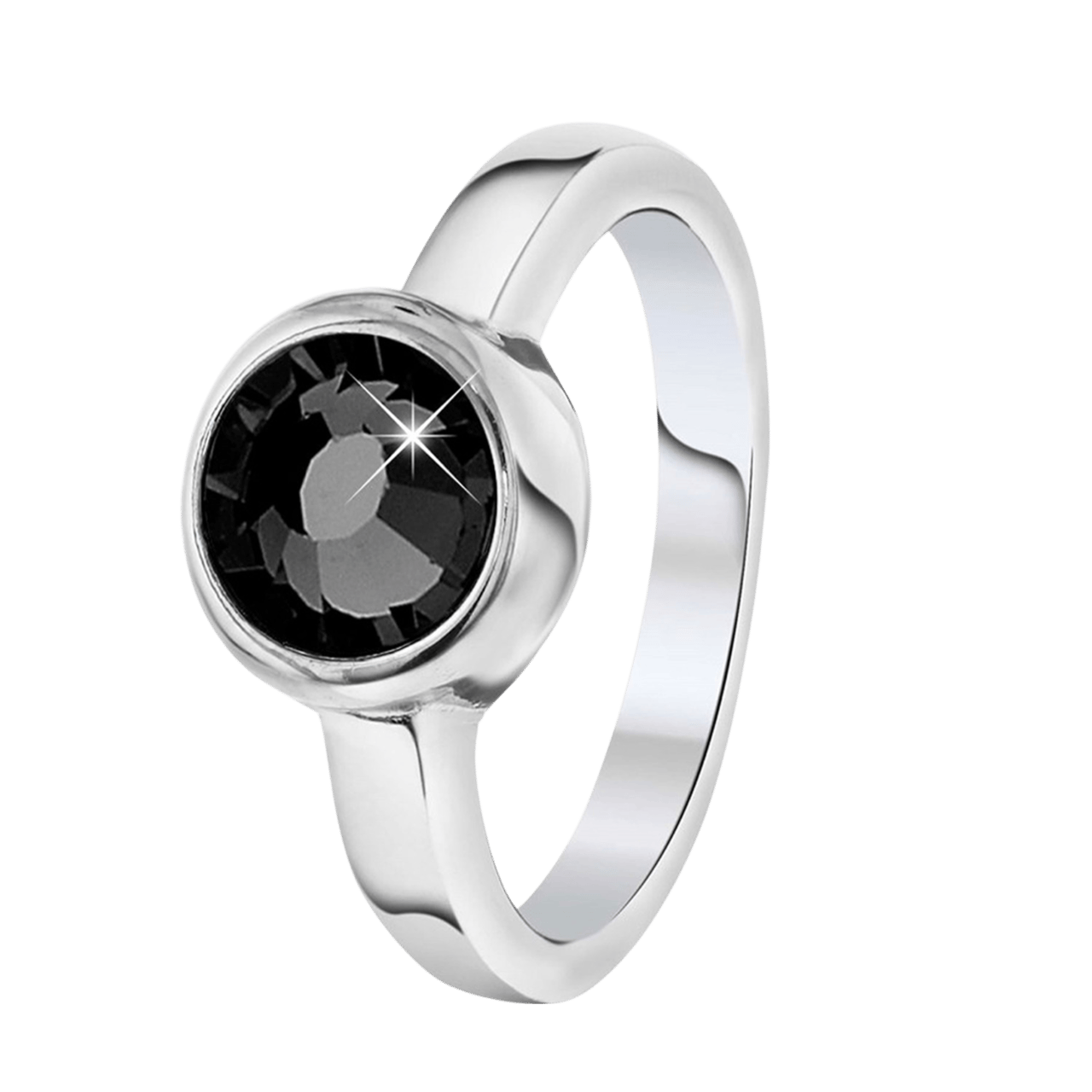 Gerecycled stainless steel ring zwarte met zirkonia