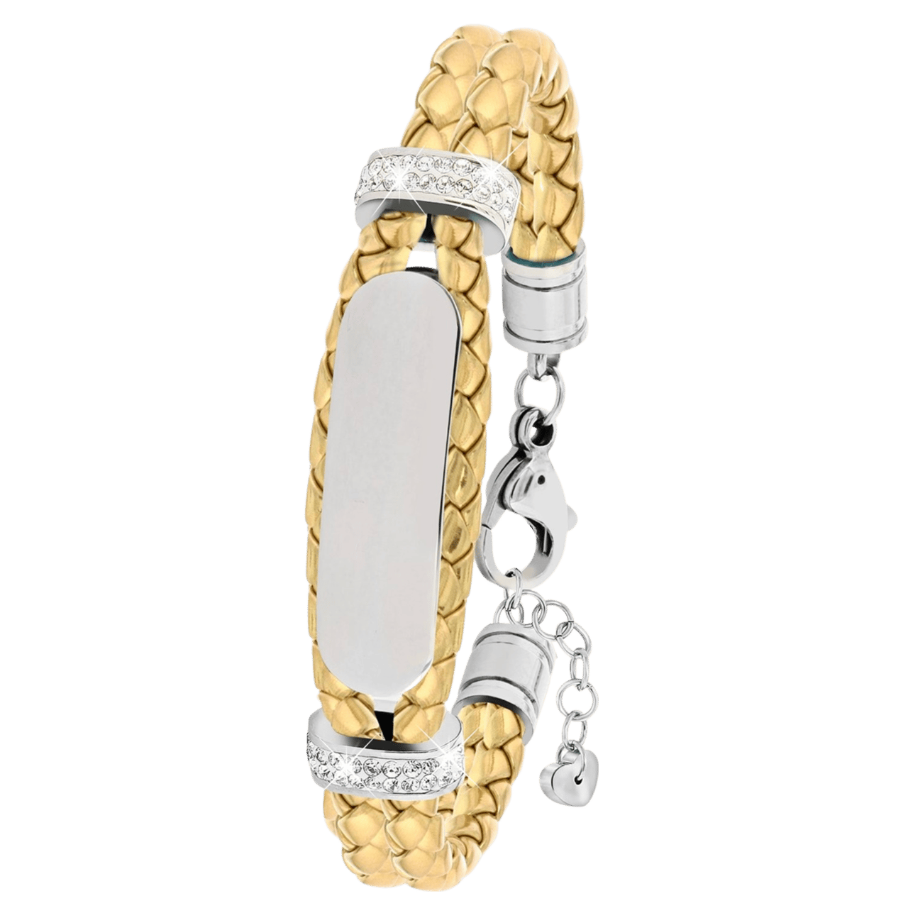 Edelstahl Spritzplatte Lederarmband mit Goldkristall