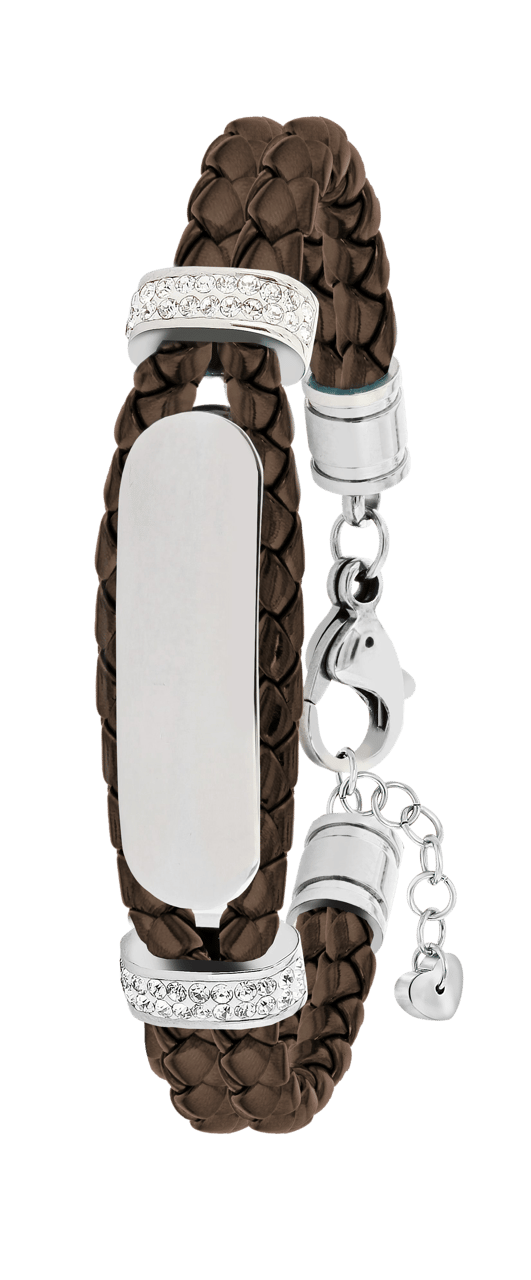 Edelstahl Spritzplatte Lederarmband mit Kristall-Kakao