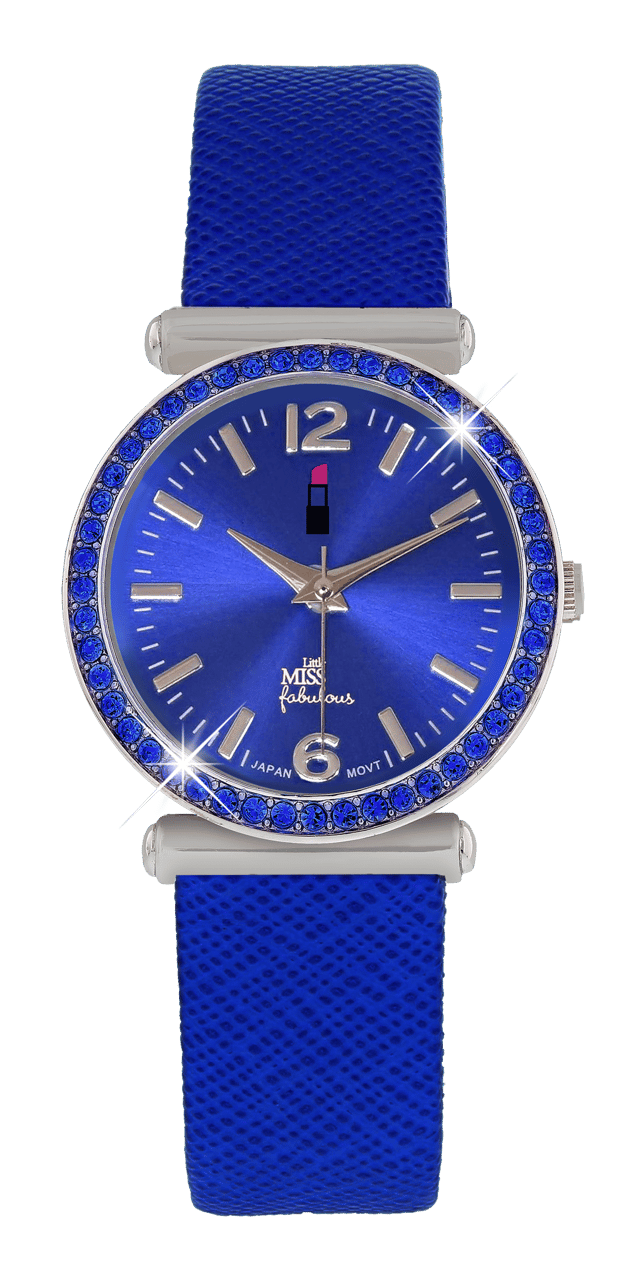 Little Miss Fabulous Armbanduhr mit blauem Lederband