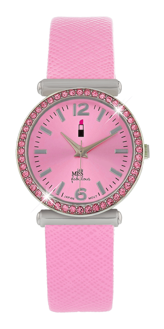 Little Miss Fabulous Armbanduhr mit rosafarbenem PU-Armband