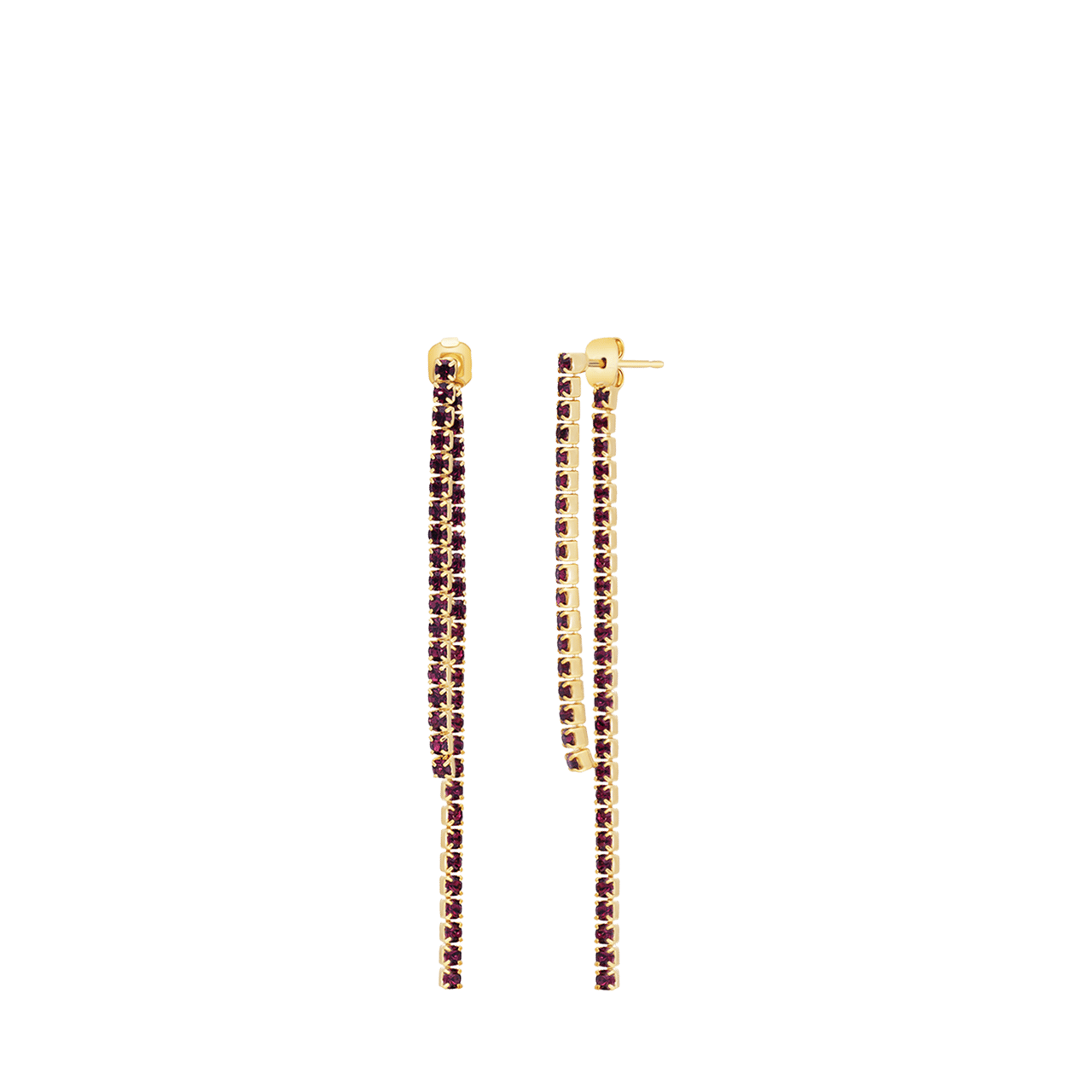 Goldplated oorbellen amethyst crystals