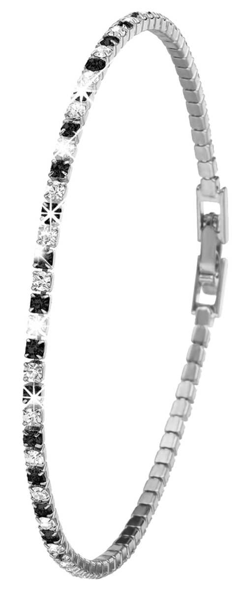 Silverplated armband jet en white crystals